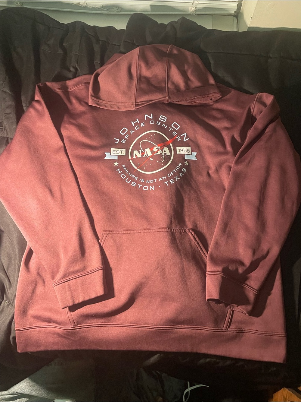 NASA Graphic Maroon Pullover Hoodie